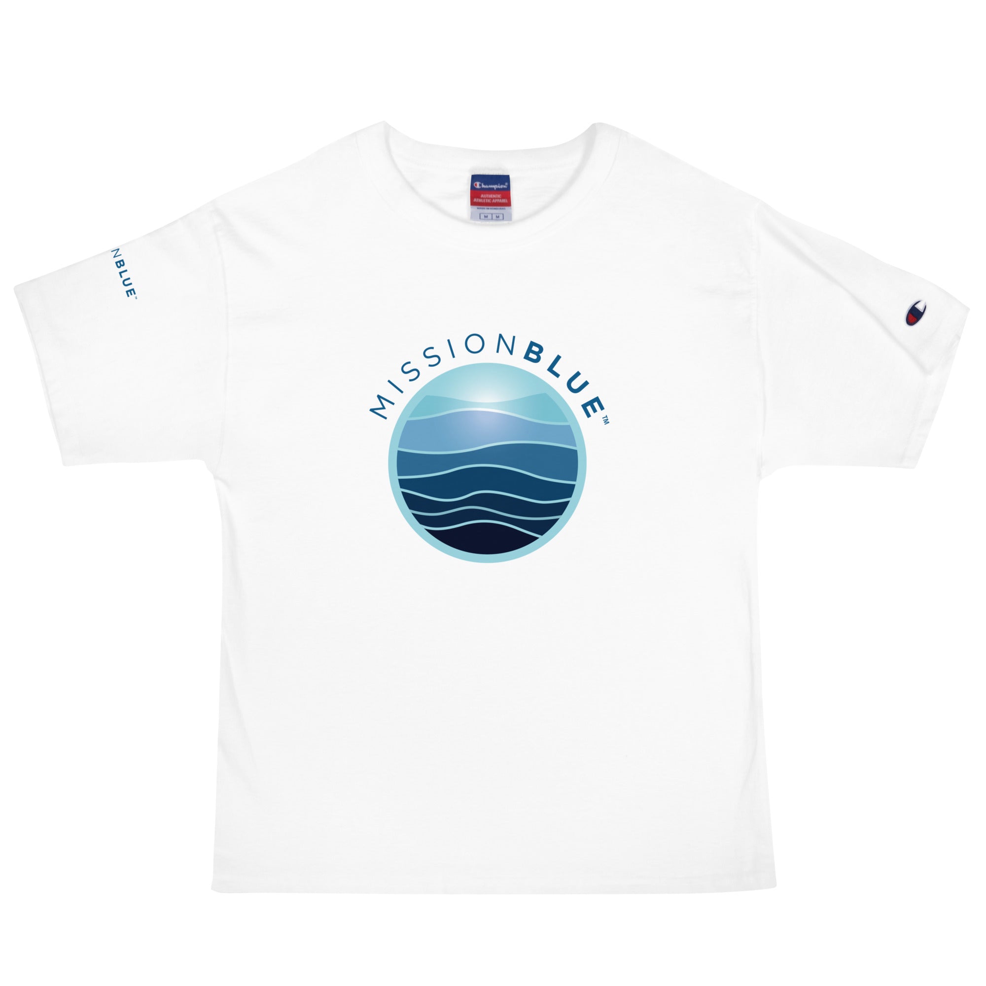 Champion white and blue shirt on sale